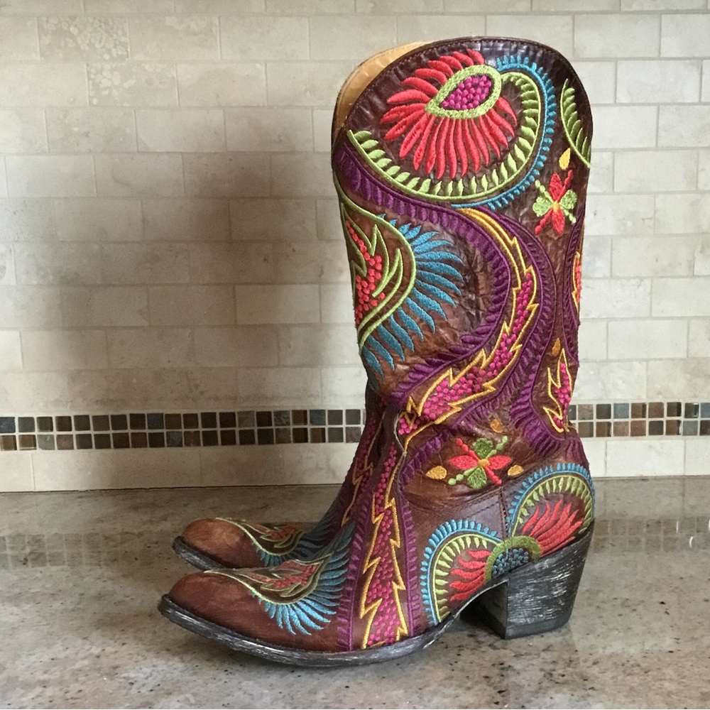 Old Gringo Tiegan Embroidered Western Cowboy Cowgirl Boots Vesuvio Brass - Picture 7 of 16